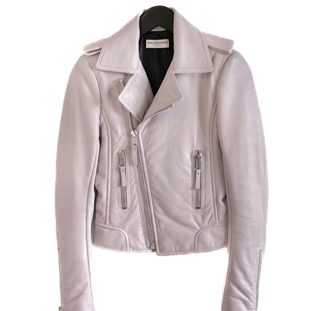 Balenciaga Lilac Biker Leather Jacket